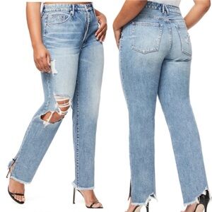 Good American Good Boy Distressed Boyfriend Jeans High Rise Women's 12 / 31